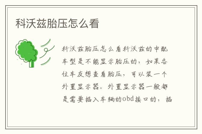科沃兹胎压怎么看