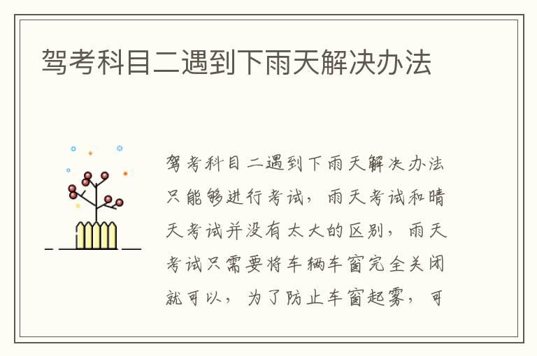 驾考科目二遇到下雨天解决办法