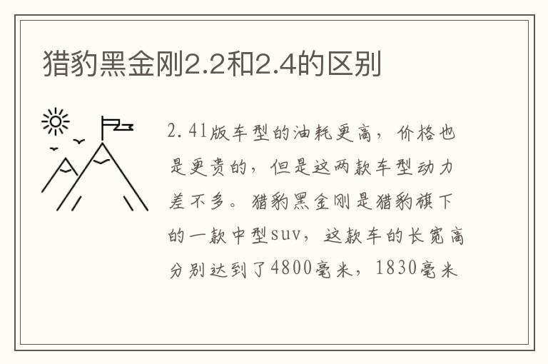猎豹黑金刚2.2和2.4的区别