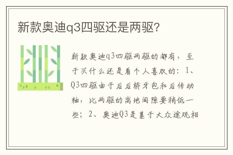 新款奥迪q3四驱还是两驱?