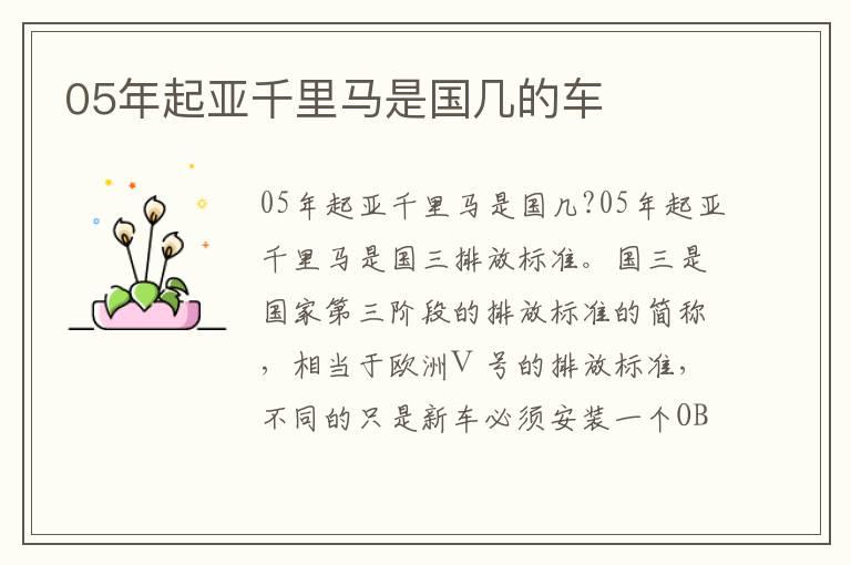 05年起亚千里马是国几的车