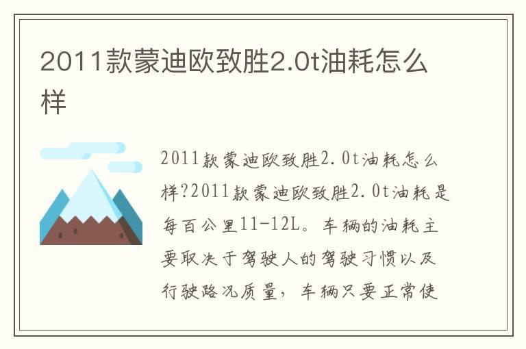 2011款蒙迪欧致胜2.0t油耗怎么样