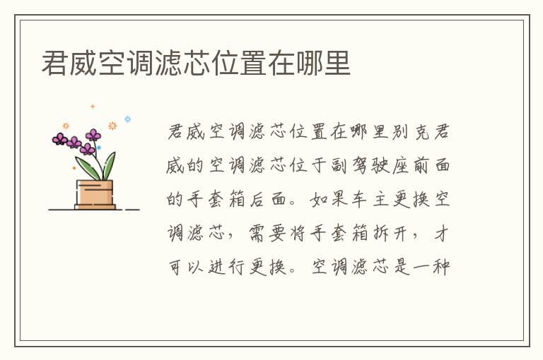 君威空调滤芯位置在哪里