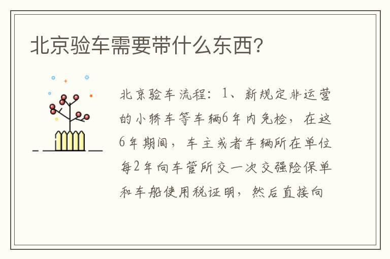 北京验车需要带什么东西?