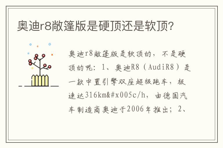 奥迪r8敞篷版是硬顶还是软顶?