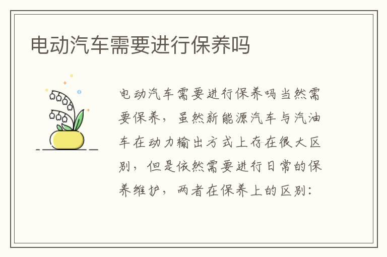 电动汽车需要进行保养吗