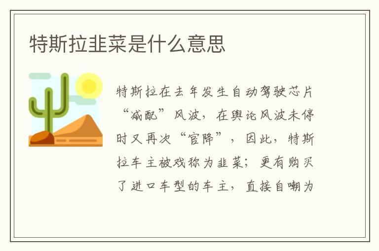 特斯拉韭菜是什么意思