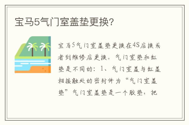 宝马5气门室盖垫更换?