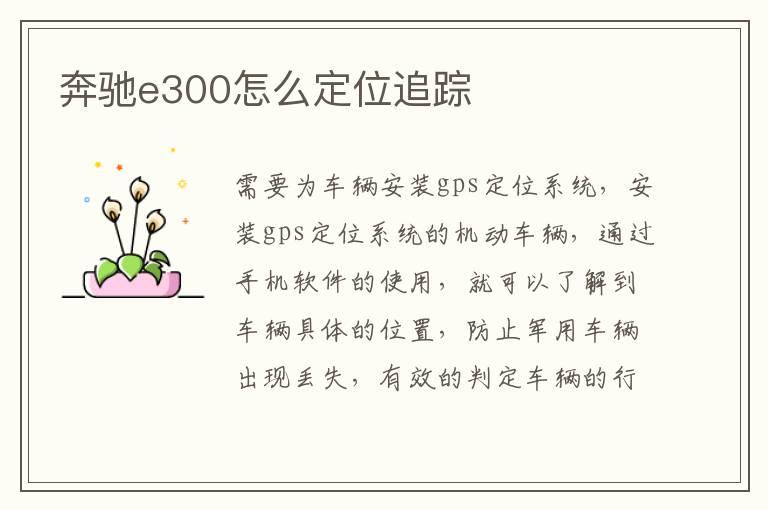 奔驰e300怎么定位追踪