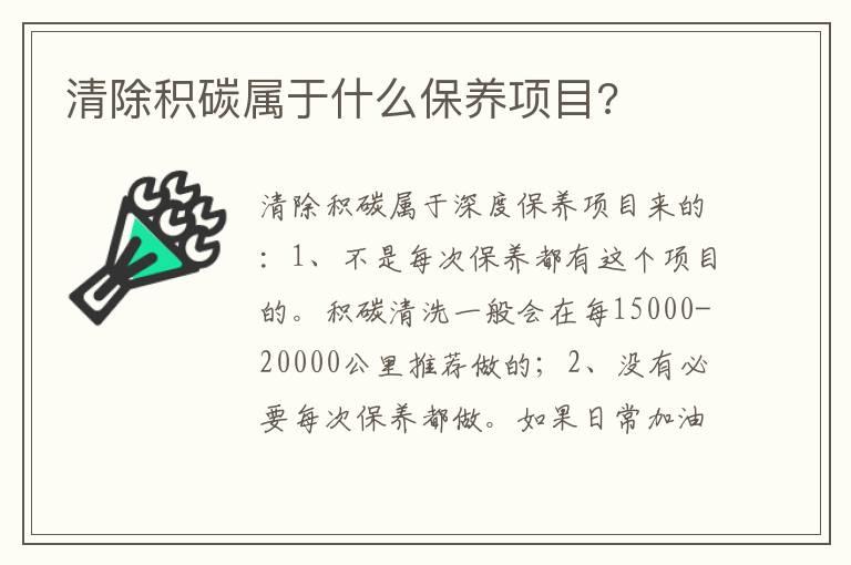 清除积碳属于什么保养项目?