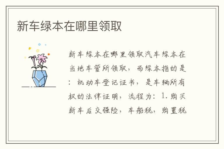 新车绿本在哪里领取