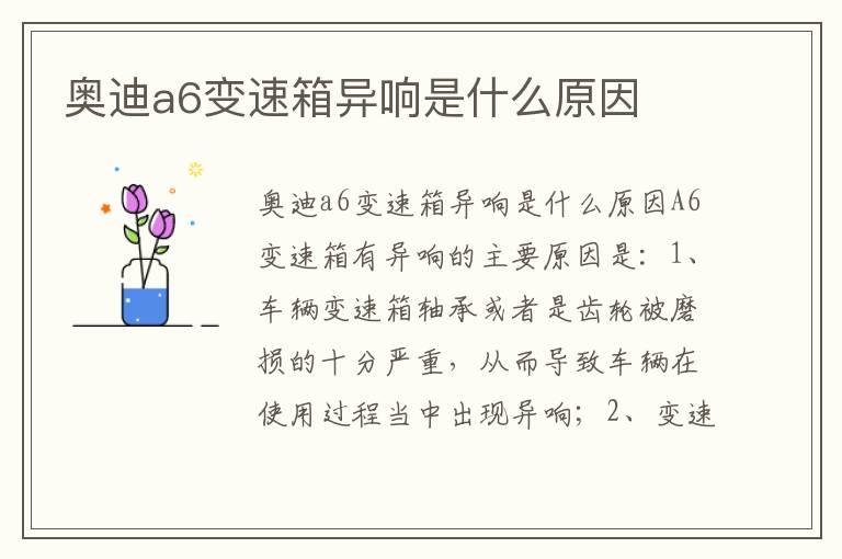奥迪a6变速箱异响是什么原因