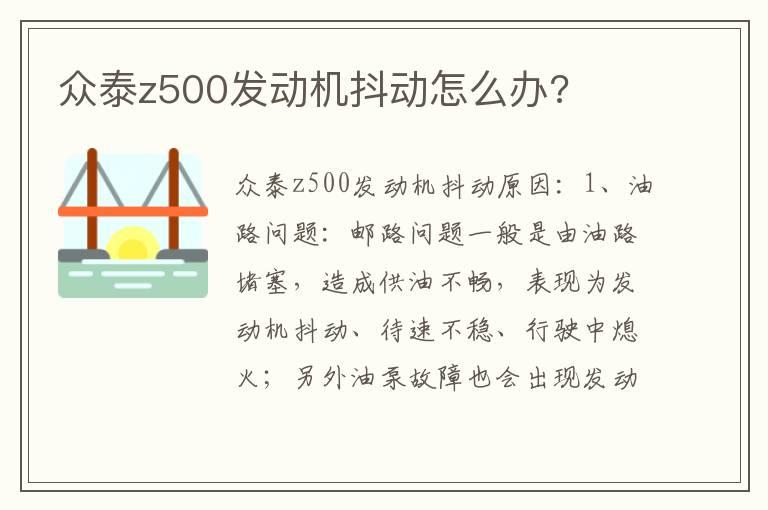 众泰z500发动机抖动怎么办?