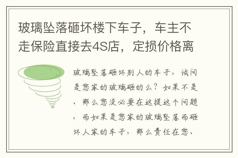 玻璃坠落砸坏楼下车子，车主不走保险直接去4S店，定损价格离谱怎么解决才好？