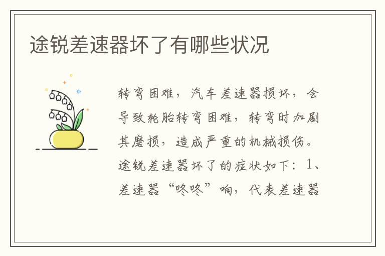 途锐差速器坏了有哪些状况