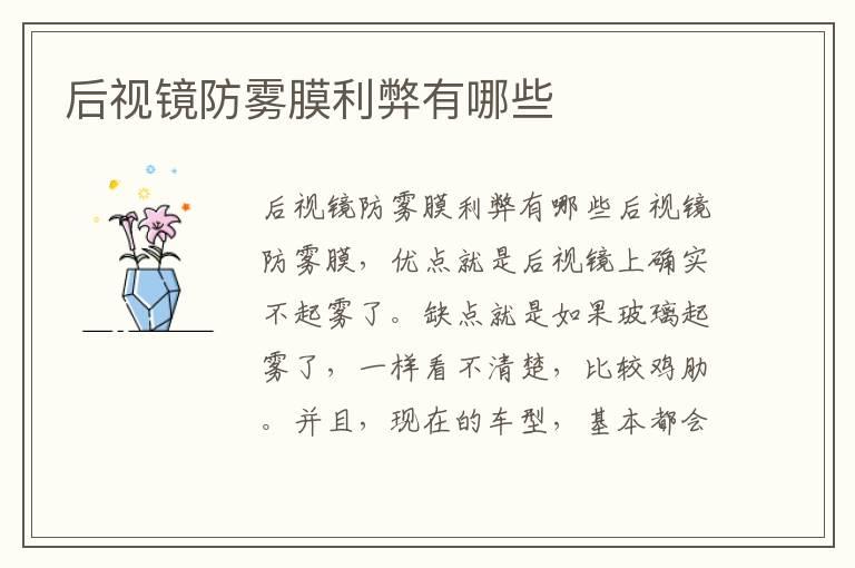 后视镜防雾膜利弊有哪些