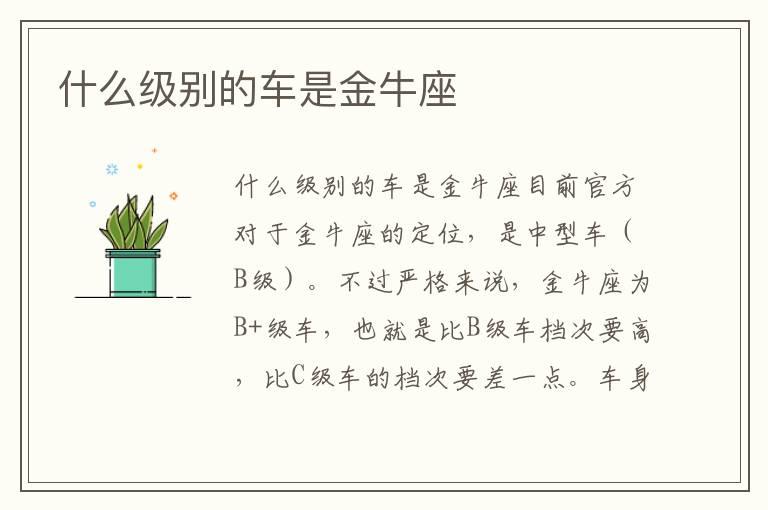 什么级别的车是金牛座
