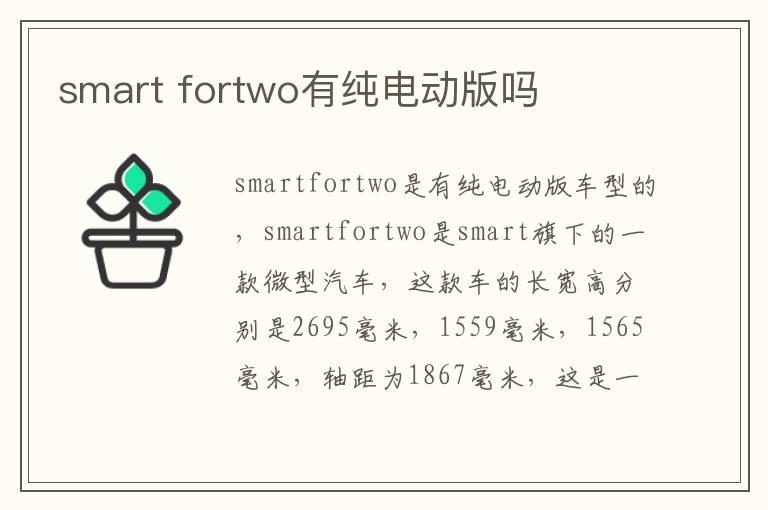 smart fortwo有纯电动版吗