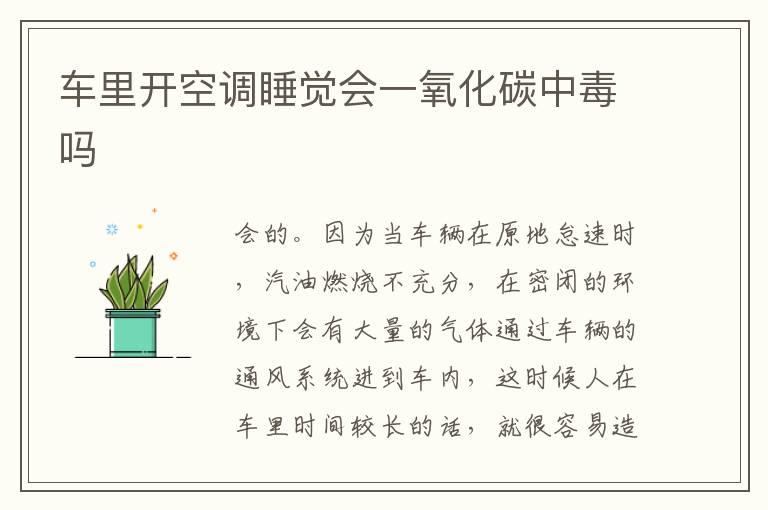 车里开空调睡觉会一氧化碳中毒吗