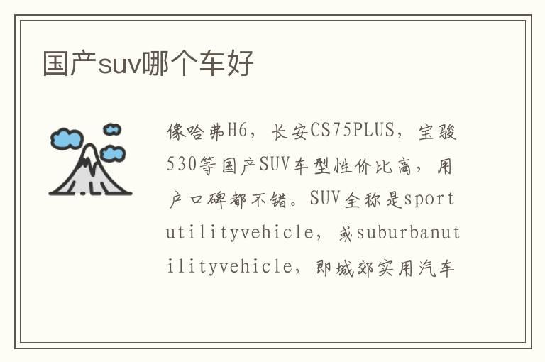 国产suv哪个车好