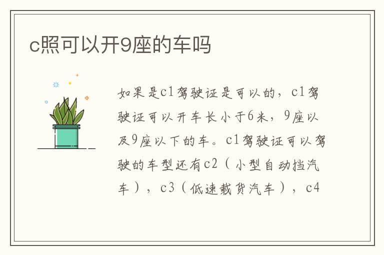 c照可以开9座的车吗