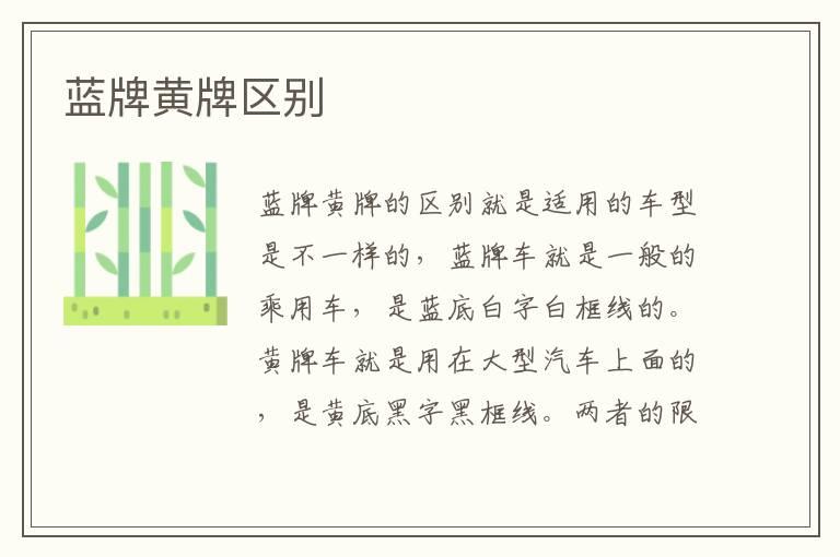 蓝牌黄牌区别