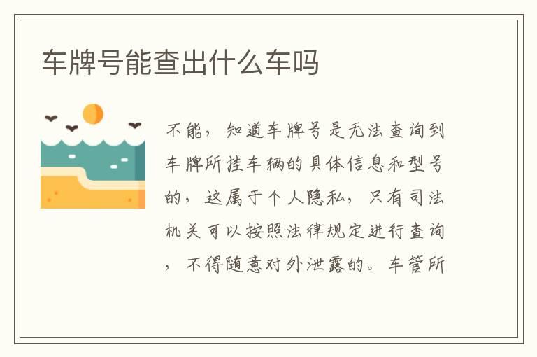 车牌号能查出什么车吗