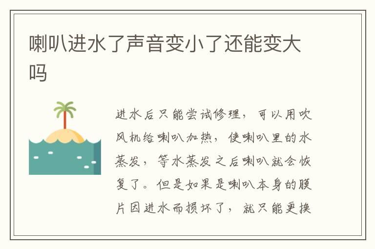 喇叭进水了声音变小了还能变大吗