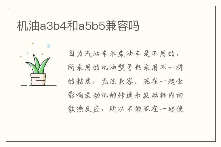 机油a3b4和a5b5兼容吗