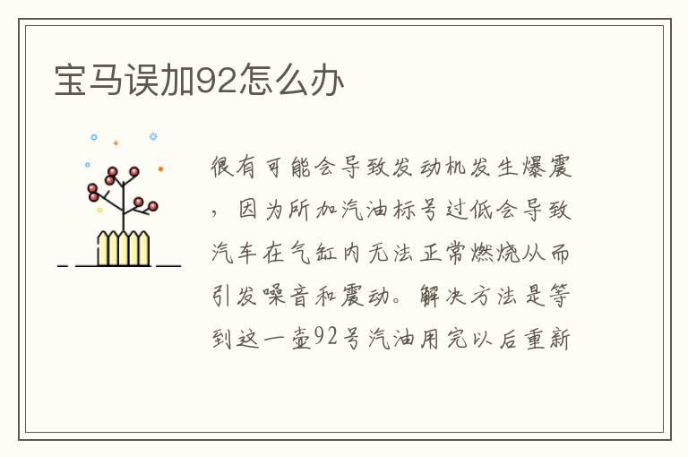 宝马误加92怎么办