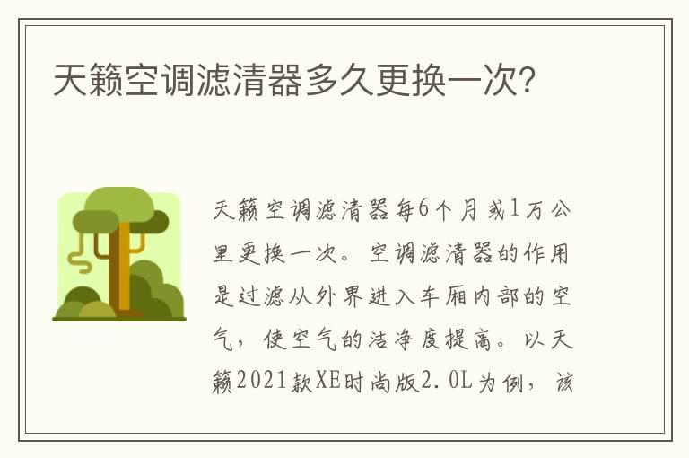 天籁空调滤清器多久更换一次？