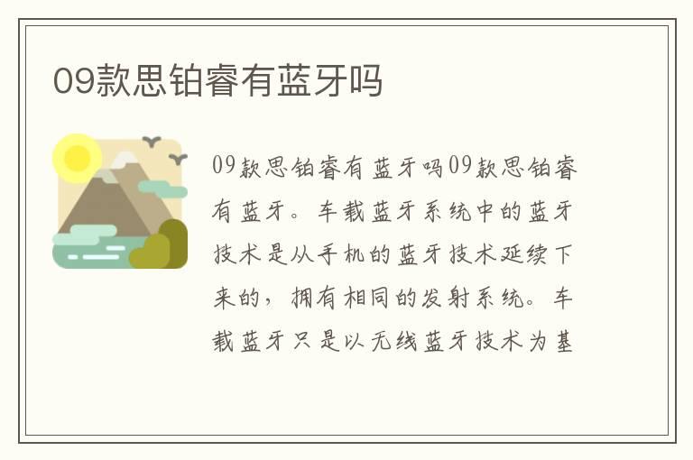 09款思铂睿有蓝牙吗