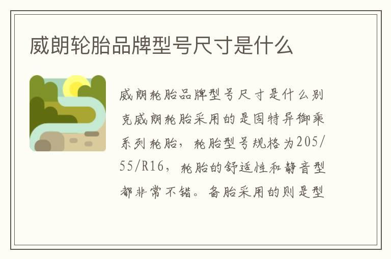 威朗轮胎品牌型号尺寸是什么