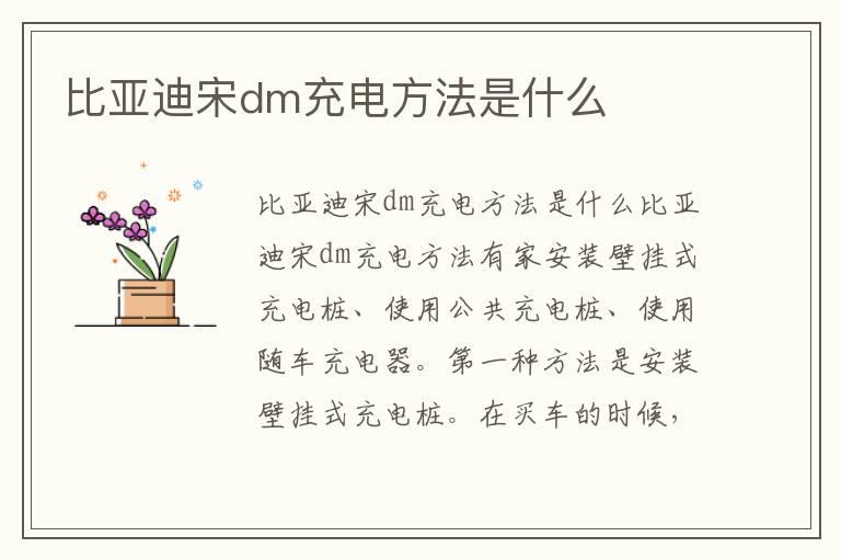 比亚迪宋dm充电方法是什么