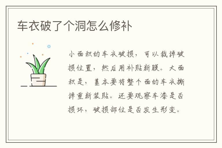车衣破了个洞怎么修补