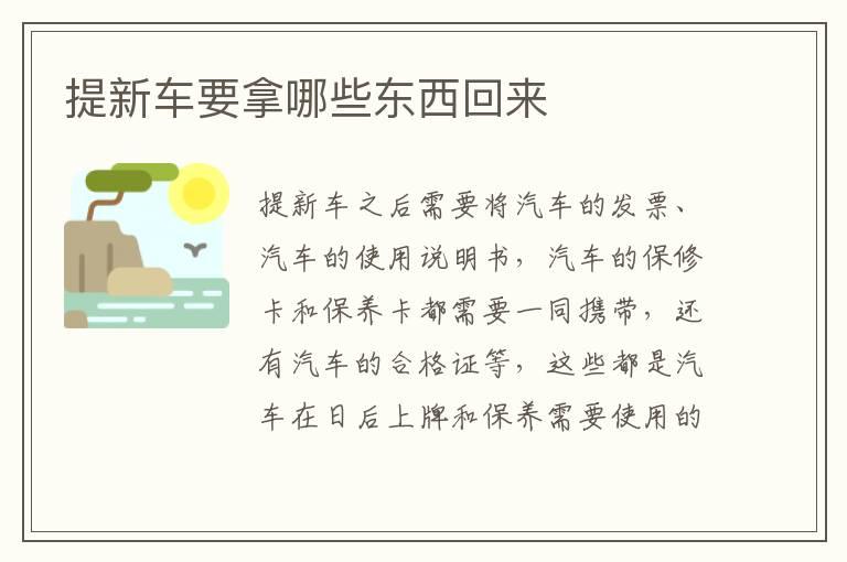 提新车要拿哪些东西回来