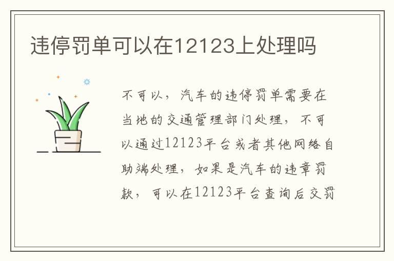 违停罚单可以在12123上处理吗