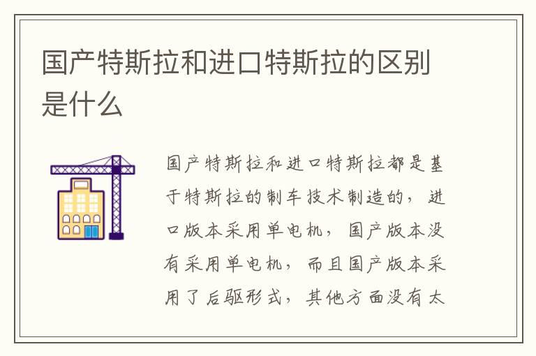 国产特斯拉和进口特斯拉的区别是什么