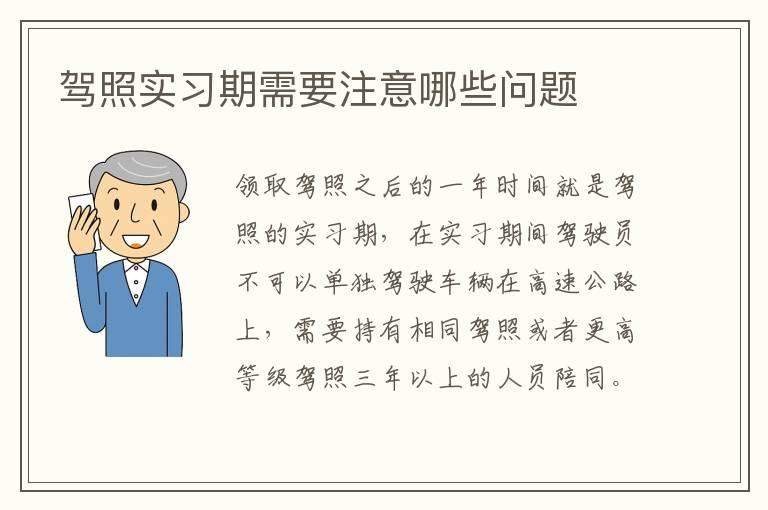 驾照实习期需要注意哪些问题