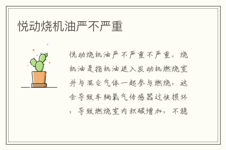 悦动烧机油严不严重