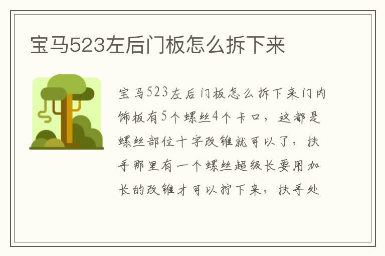 宝马523左后门板怎么拆下来