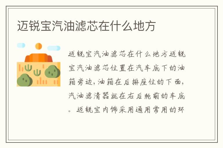 迈锐宝汽油滤芯在什么地方