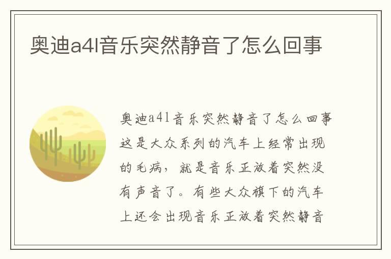 奥迪a4l音乐突然静音了怎么回事
