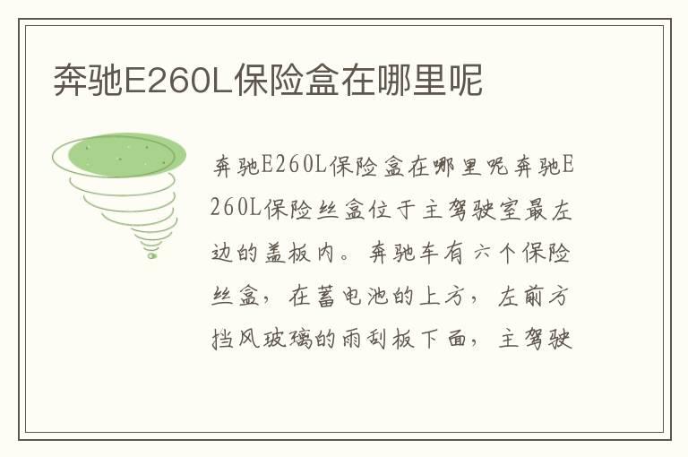 奔驰E260L保险盒在哪里呢