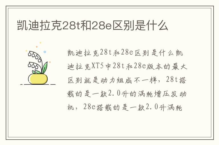 凯迪拉克28t和28e区别是什么