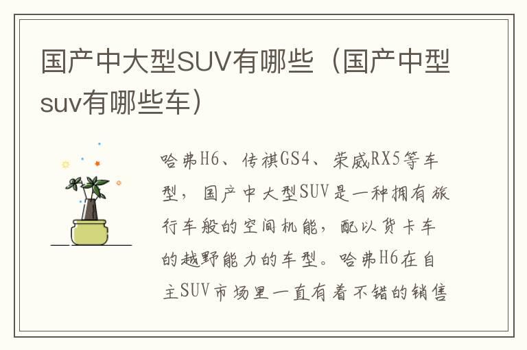 国产中大型SUV有哪些（国产中型suv有哪些车）
