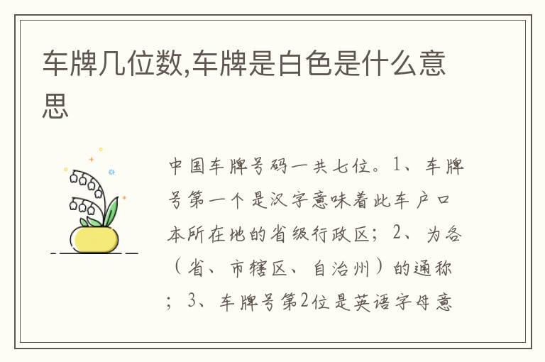 车牌几位数,车牌是白色是什么意思