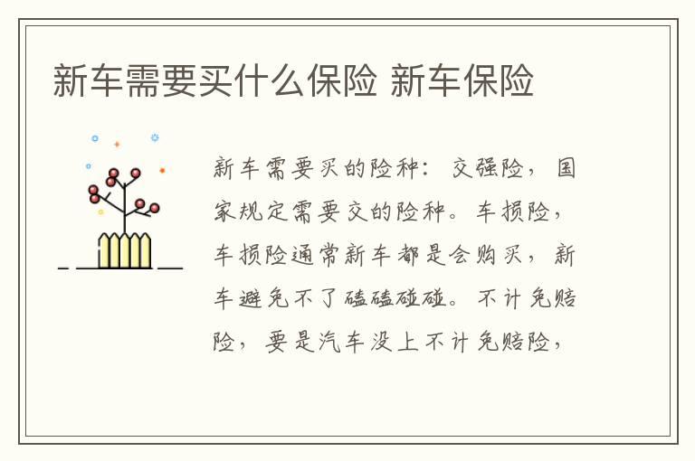 新车需要买什么保险 新车保险