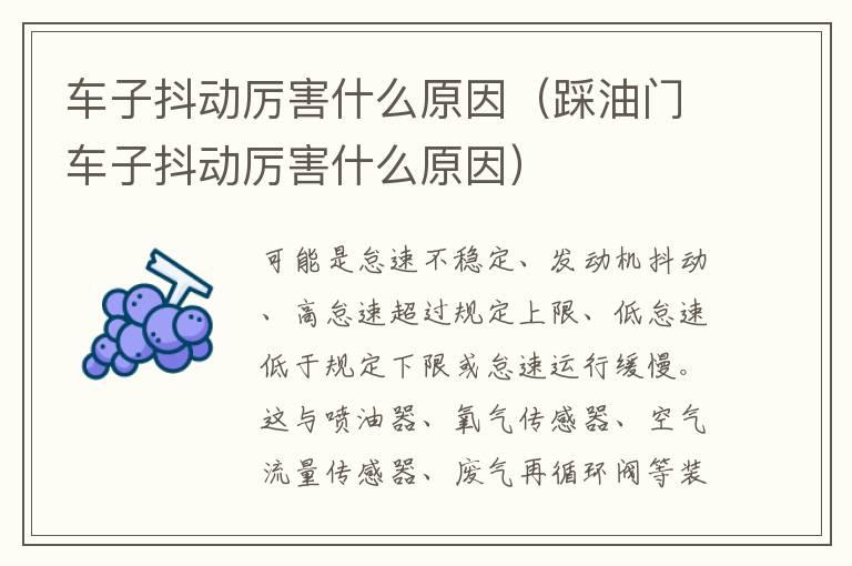 车子抖动厉害什么原因（踩油门车子抖动厉害什么原因）