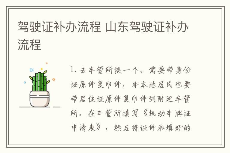 驾驶证补办流程 山东驾驶证补办流程